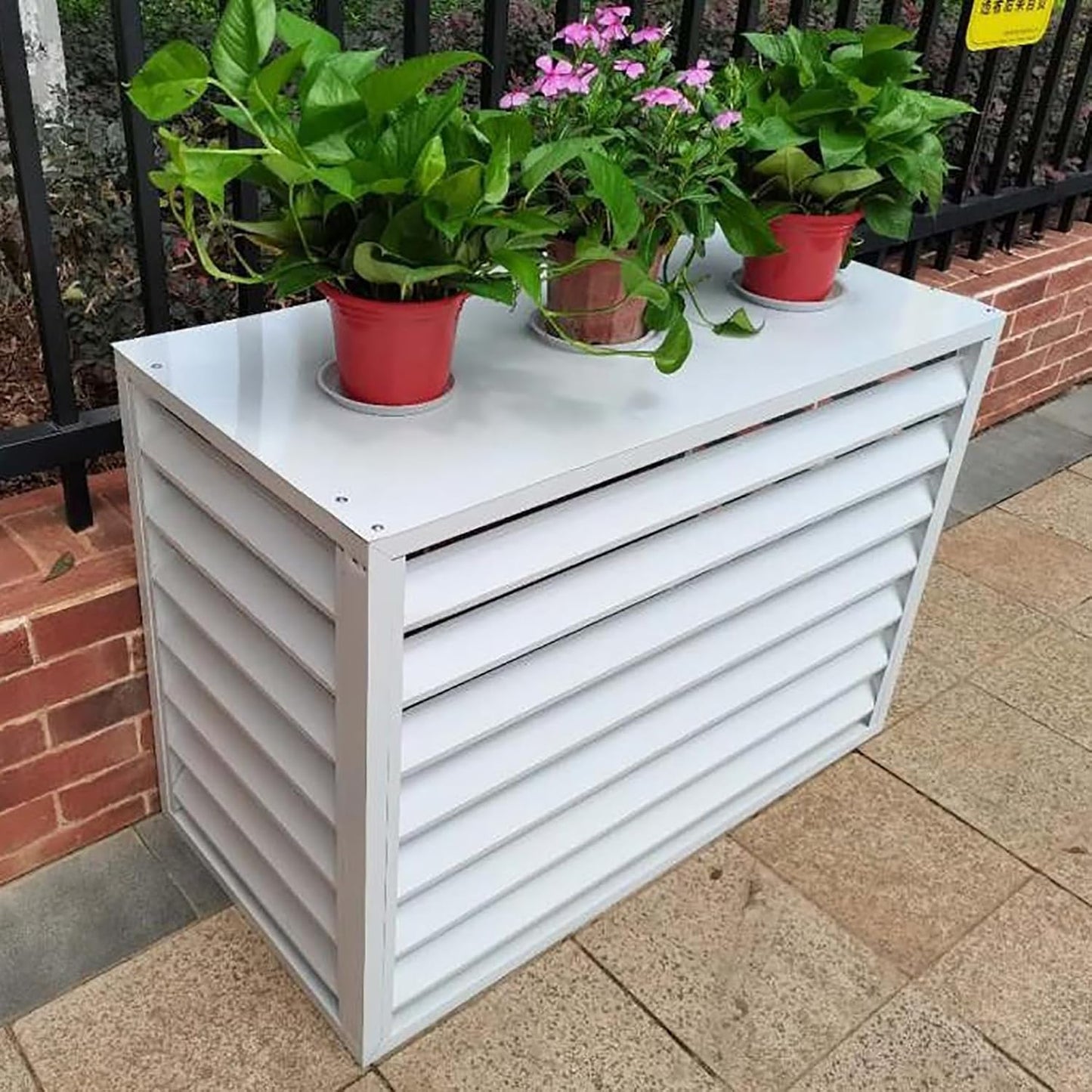 GENERIC Housse De Climatiseur En Aluminium Et écran De Clôture D'intimité | Grille De Condensateur Extérieur | Boîtier De Protection Pour Pompe à Chaleur Et Climatisation | Poubelle élégante