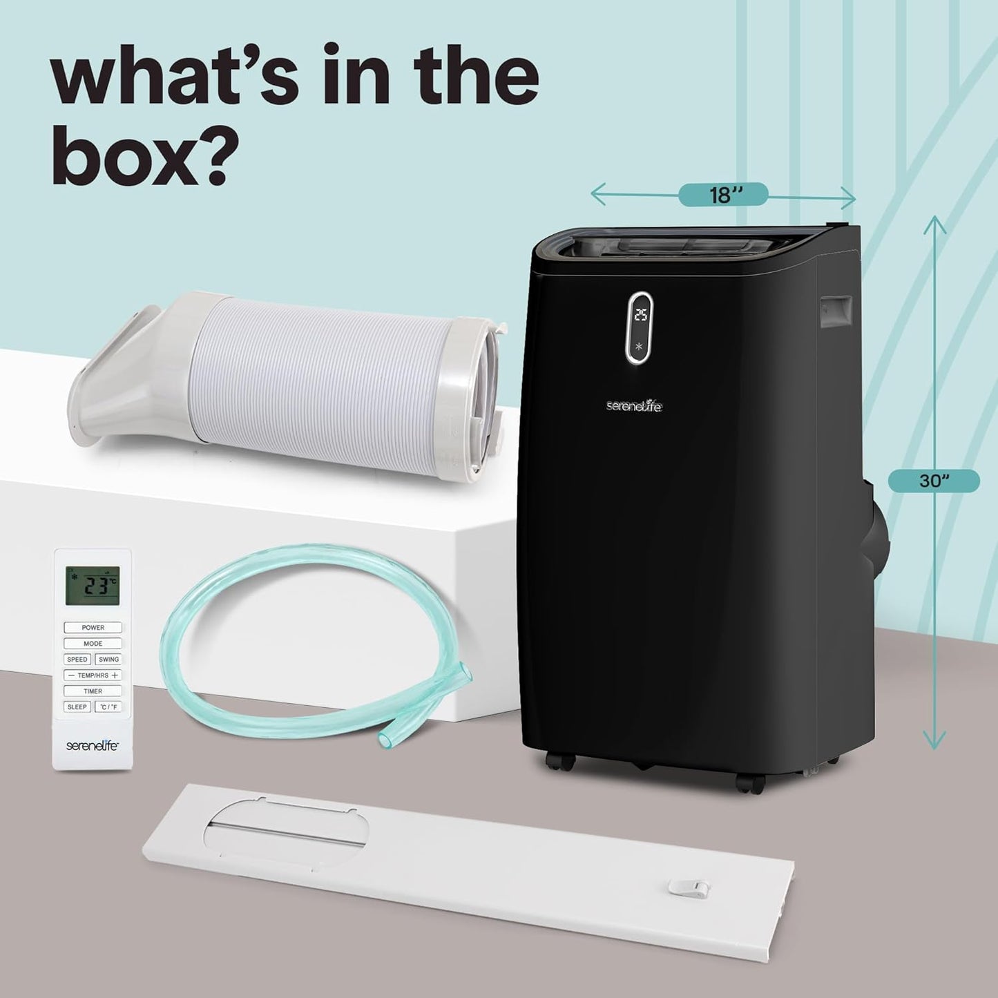  SereneLife Climatiseur Portable, Capacité 12000 BTU (ASHRAE) Unité De Refroidissement Maison Compacte A/C Avec Déshumidificateur Et Modes Ventilateur, Couverture De 380 M², Kit De Montage De Fenêtre