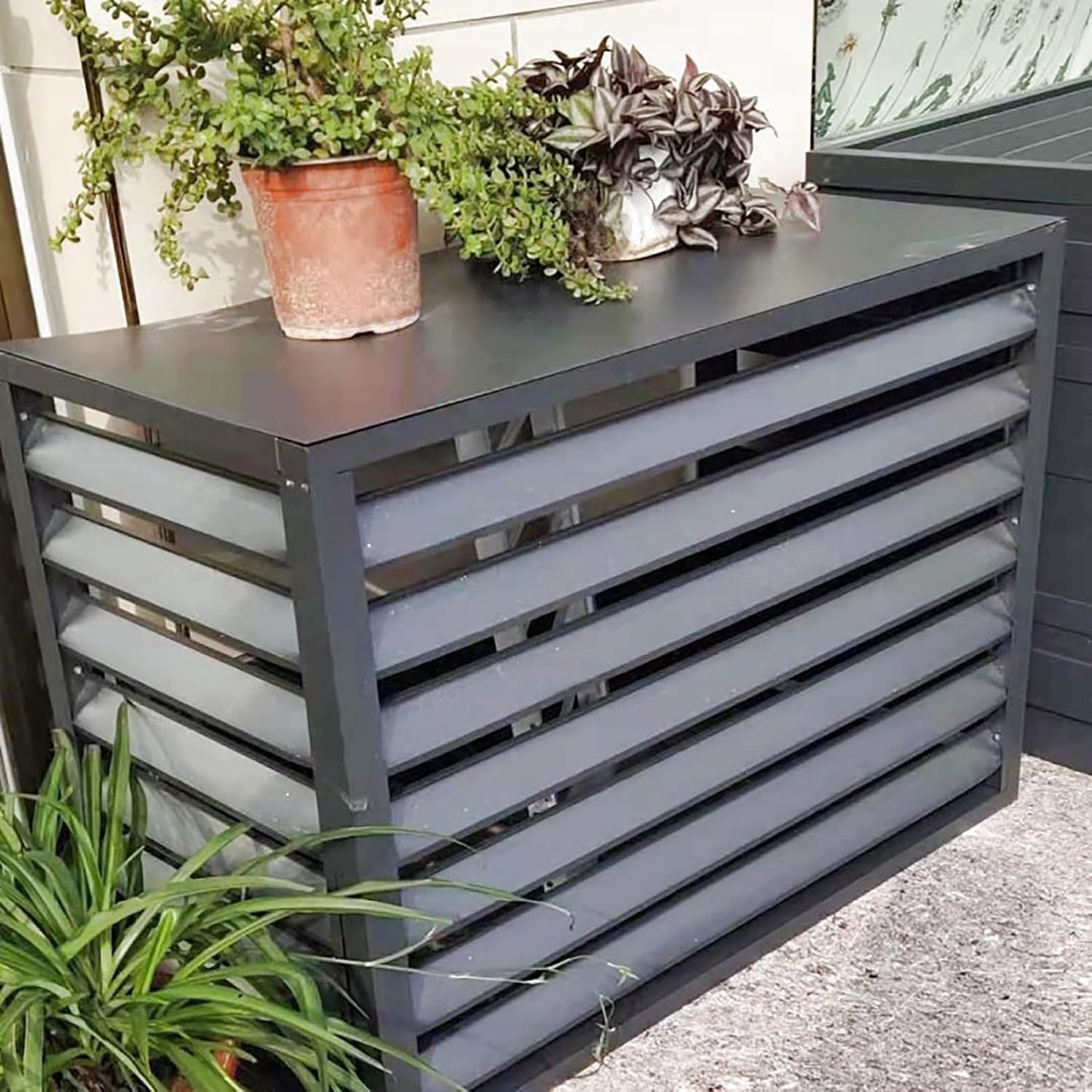GENERIC Écran De Protection En Aluminium Pour Climatiseur Extérieur - Clôture élégante Pour Climatiseur - Protection Pour Pompe à Chaleur - Design Résistant Aux Intempéries