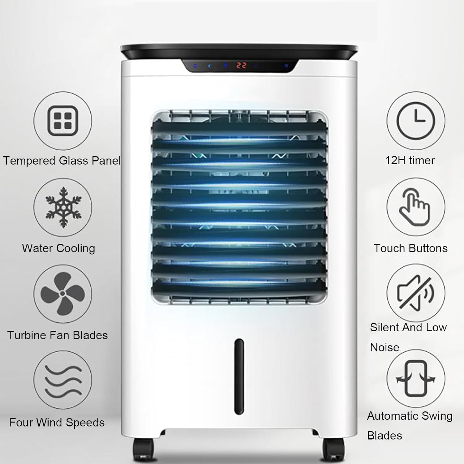 GENERIC Refroidisseur évaporatif Portable, Refroidisseur De Marais Sans Tuyau, Ventilateur De Conditionnement Sans Feuilles Avec Humidification Pour La Maison, Le Bureau