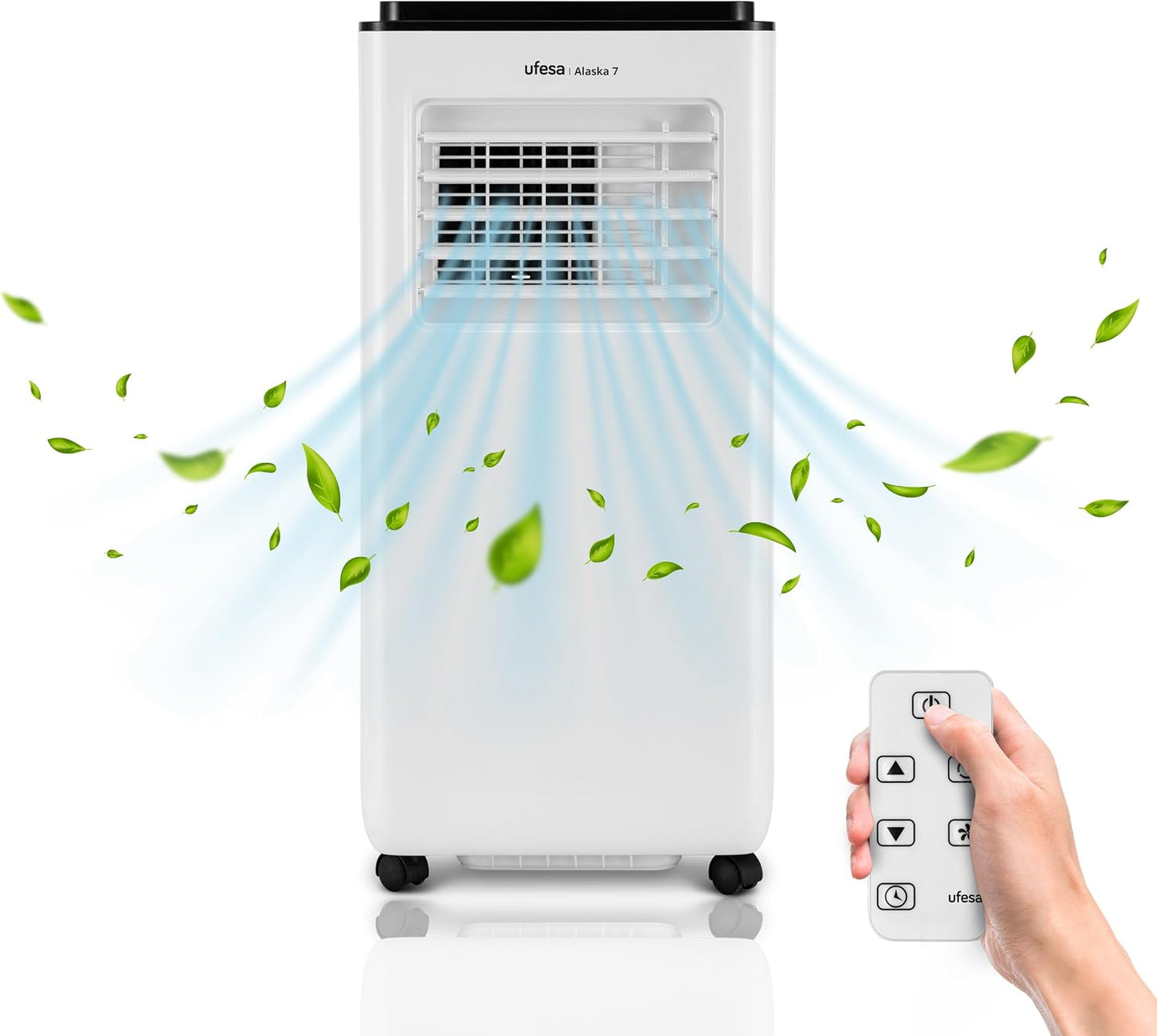  Ufesa Climatiseur Portable A7 3en1, Refroidissement, Ventilation Et Déshumidification, 7000 BTU/jour, Silencieux, Affichage LED, Minuterie 24h, Jusqu'à 12m², Gaz R290, Télécommande