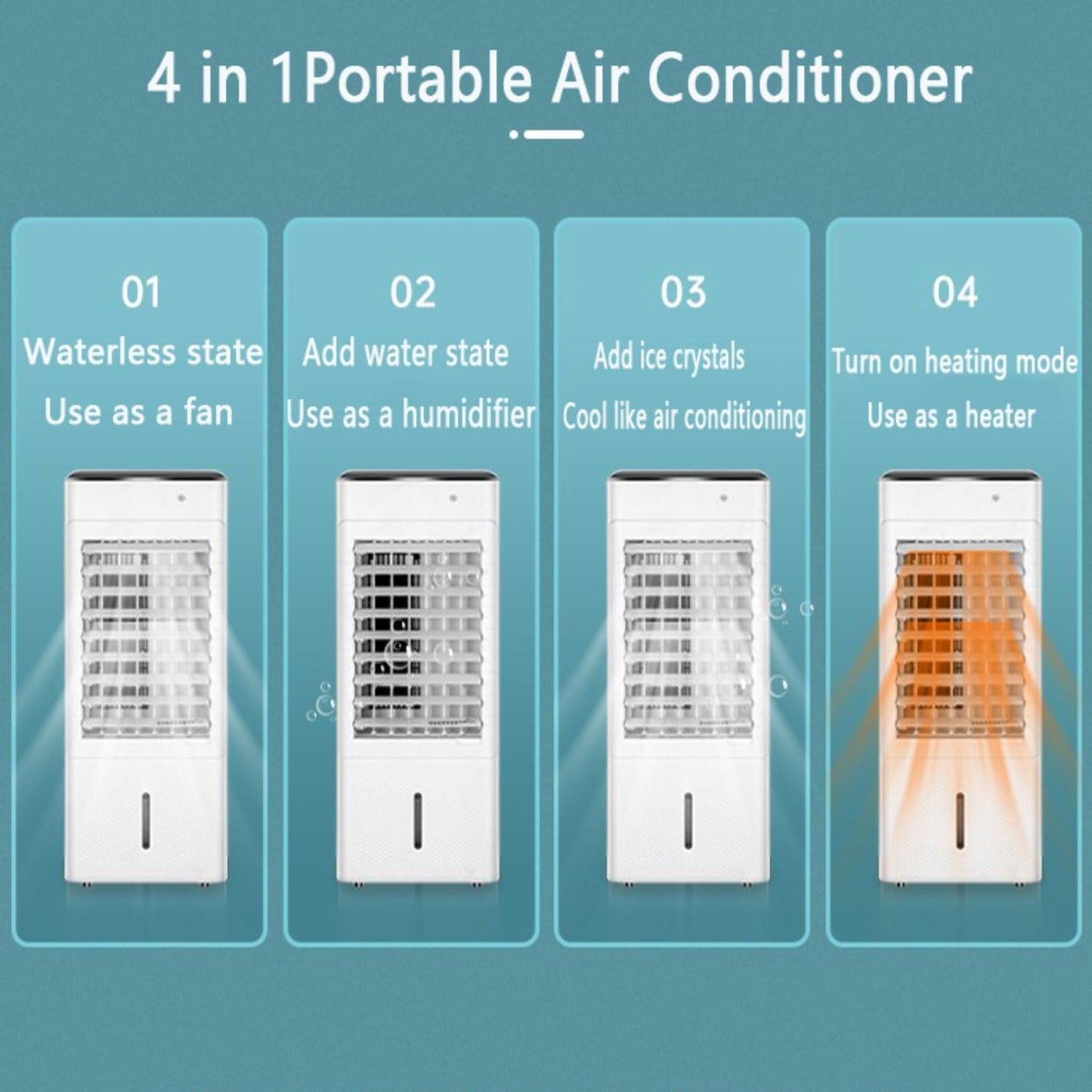 GENERIC Ventilateur De Refroidissement Portable Pour Climatiseur - Chauffage Mobile 4 En 1, Refroidisseur, Humidificateur Avec Télécommande, Minuterie 12 H, 3 Vitesses, Oscillant à 120° Pour La Maison Et Le