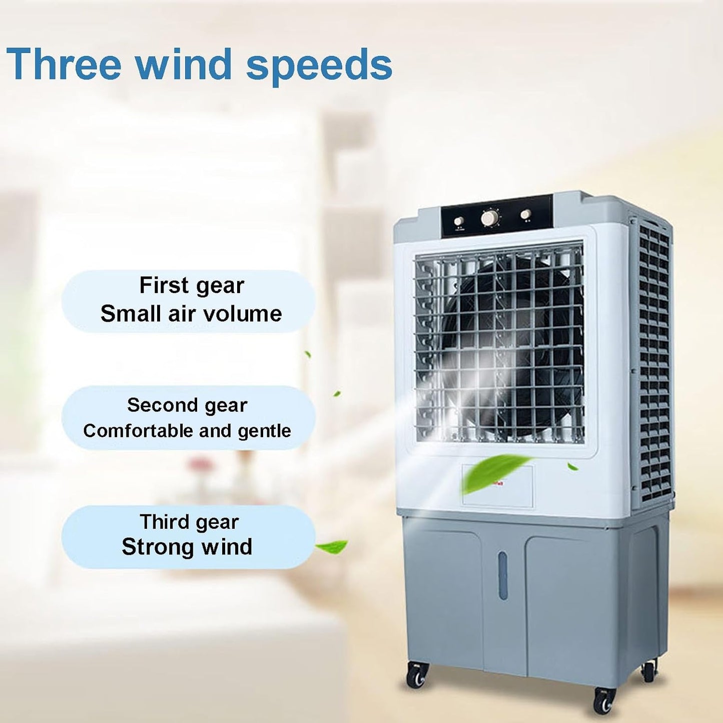 GENERIC Refroidisseur D'air Portable 70L Avec Rideaux De Glace, Refroidisseur D'évaporation 3-en-1 Et Humidiificateur Pour L'intérieur Extérieur, Unité De Refroidissement Pitoyable Et Tranquille Sur Les Roues