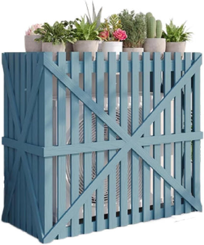  Housse En Bois Pour Climatiseur Extérieur, Protection Contre Le Vent Et Le Soleil, Facile à Installer Pour Terrasse Et Espaces Extérieurs (bleu, 120 X 60 X 105 Cm)