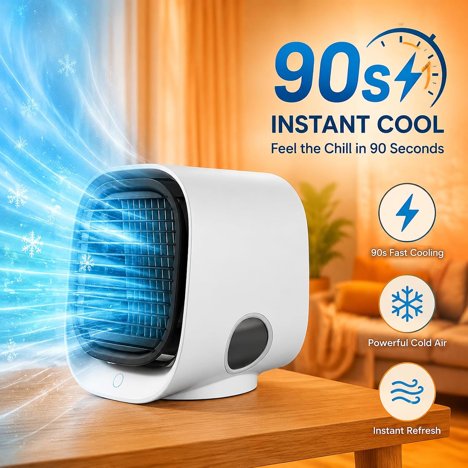  Air Breeze Refroidisseur Portable, Airabreeze Portable Air Conditioner With 300ml Tank & 7 Color LED Nightlight, 3 Speed Settings, Quiet, Cool Down Any Room In Just 90 Seconds (Pink)