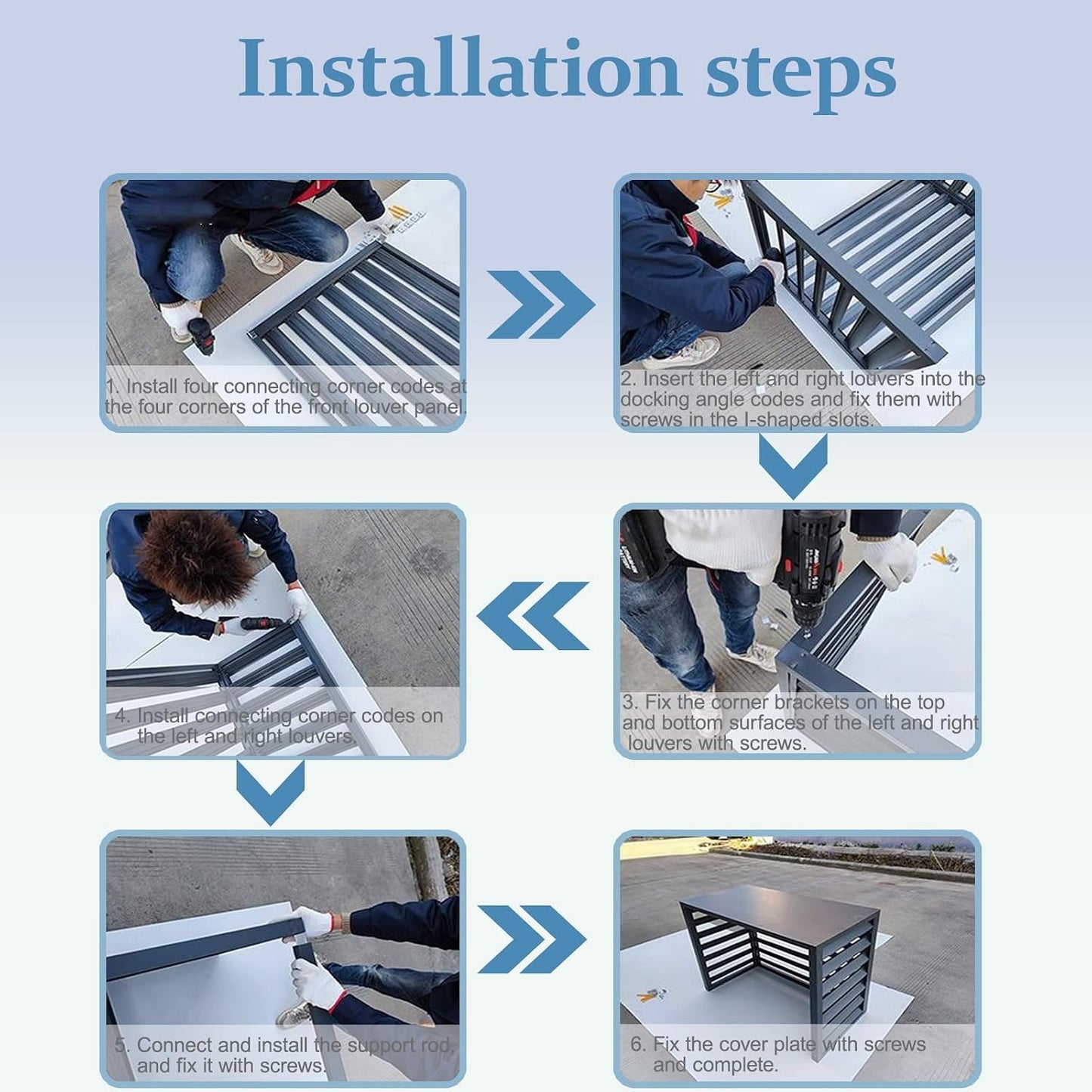 GENERIC Housse De Protection En Aluminium Pour Climatiseur Extérieur – Élégant écran De Clôture Autonome à Persiennes, Séparateur De Climatisation Résistant Aux Intempéries, Assemblage Facile Pour Décoration