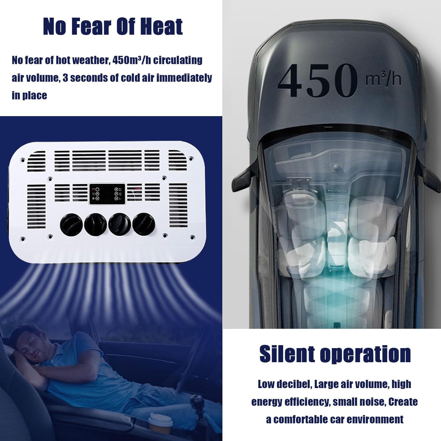  Climatiseur De Toit Pour Camping-cars, 12 V/24 V, Puissance De Refroidissement De 2 200 W, Contrôle Intelligent De La Température, Fonctionnement Silencieux, Large Diffusion D'air, Comprend L'unité