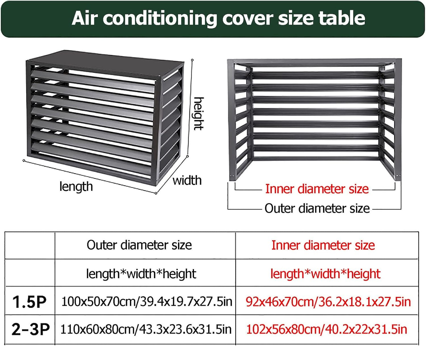 GENERIC Housse De Protection En Aluminium Pour Climatiseur Extérieur Et Support De Fleurs, Grille De Protection Pour Unités AC Et Pompes à Chaleur, Boîtier Autonome Pour Ordures Et Unités AC