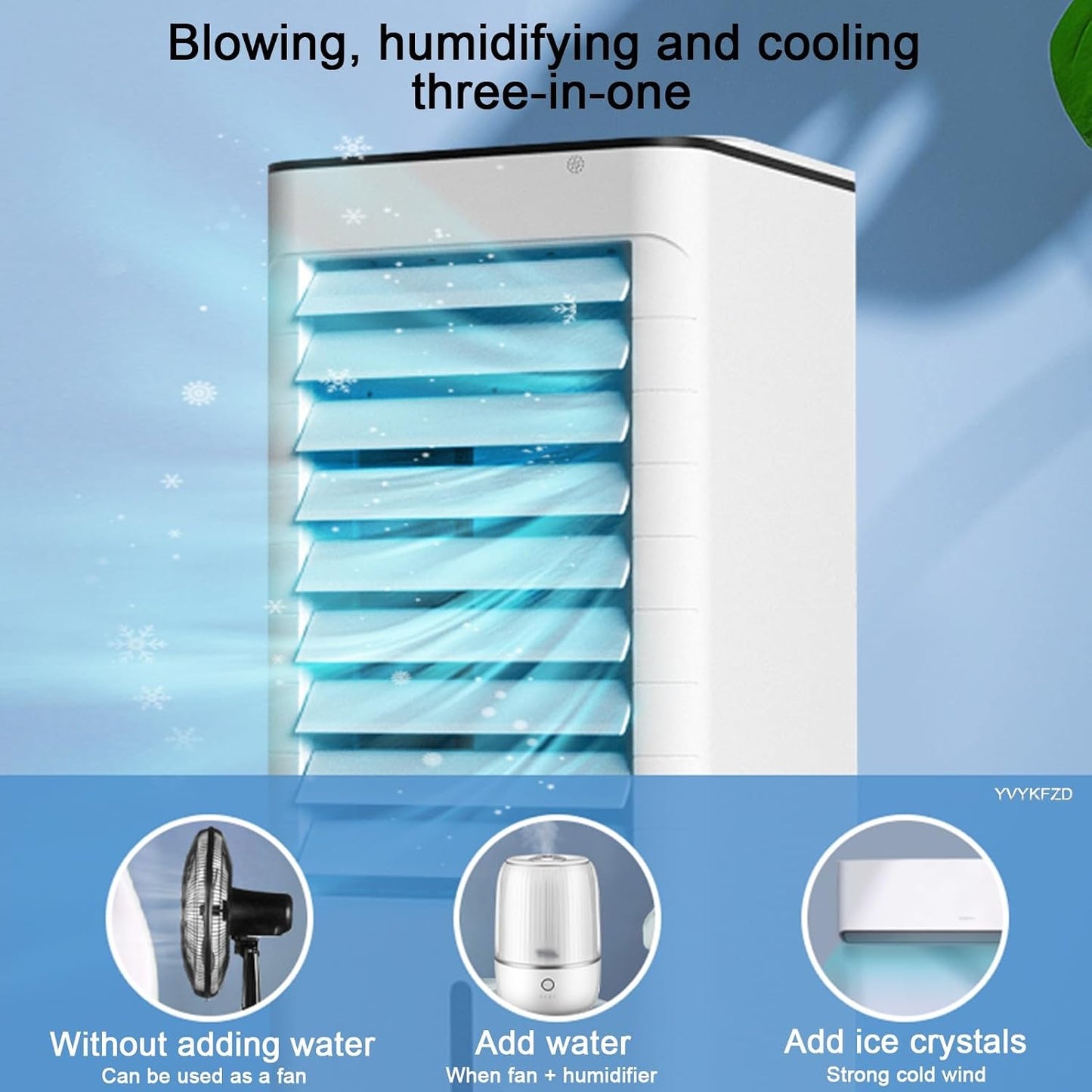  YVYKFZD Climatiseur Mobile, Rafraîchisseur D'air Par Évaporation Autonome, Refroidisseur D'air À Oscillation Automatique, Avec Télécommande, Minuterie De 12 Heures, Pour Le Bureau De La Chambre