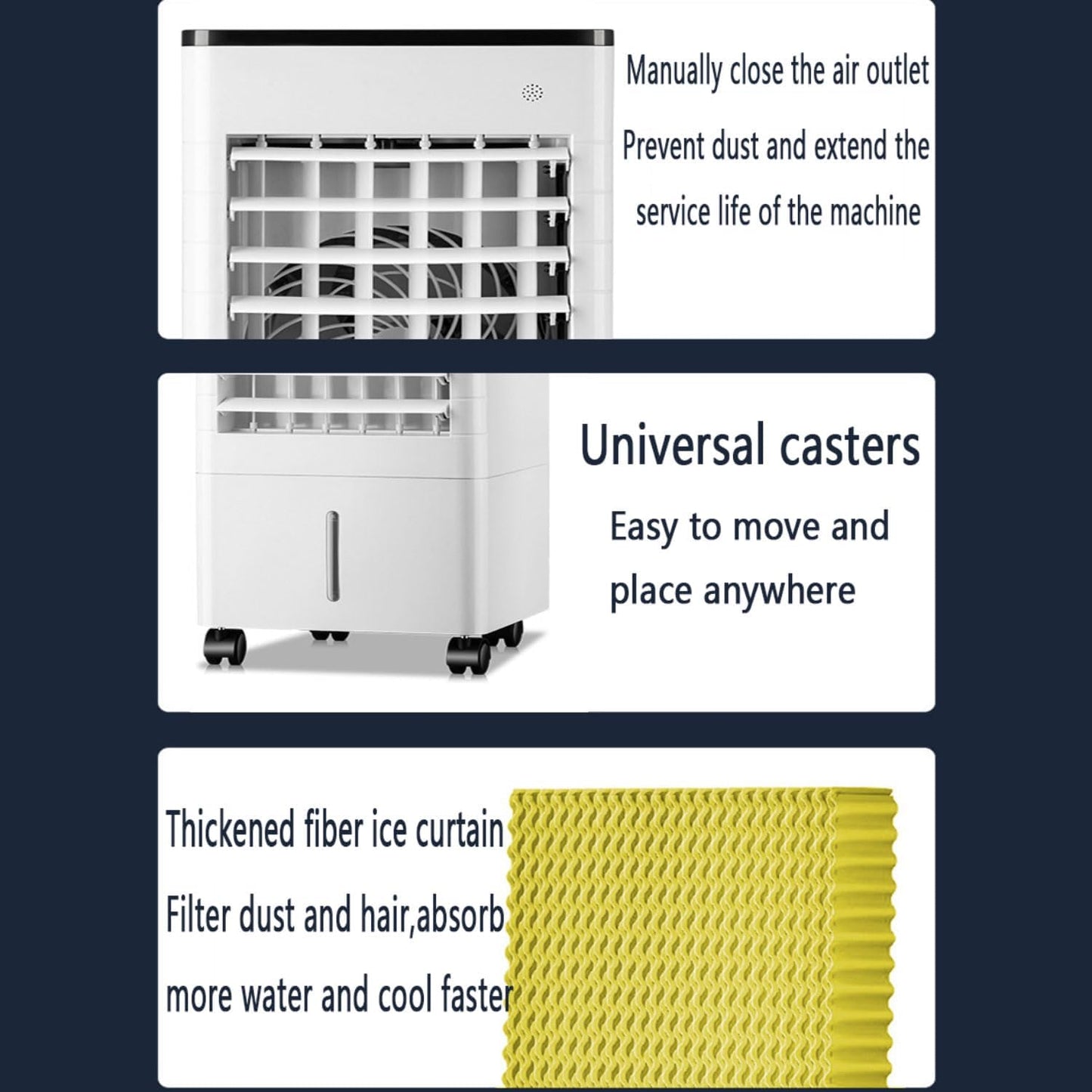 GENERIC Refroidisseur D'air évaporatif Réfrigérant à Air Portable Avec Réservoir 9LWater Et 4 Boîte à Glace 90°Vent De Refroidissement Par Oscillation Avec 3 Vitesses Portable AC Pour Chambre à Coucher Home B