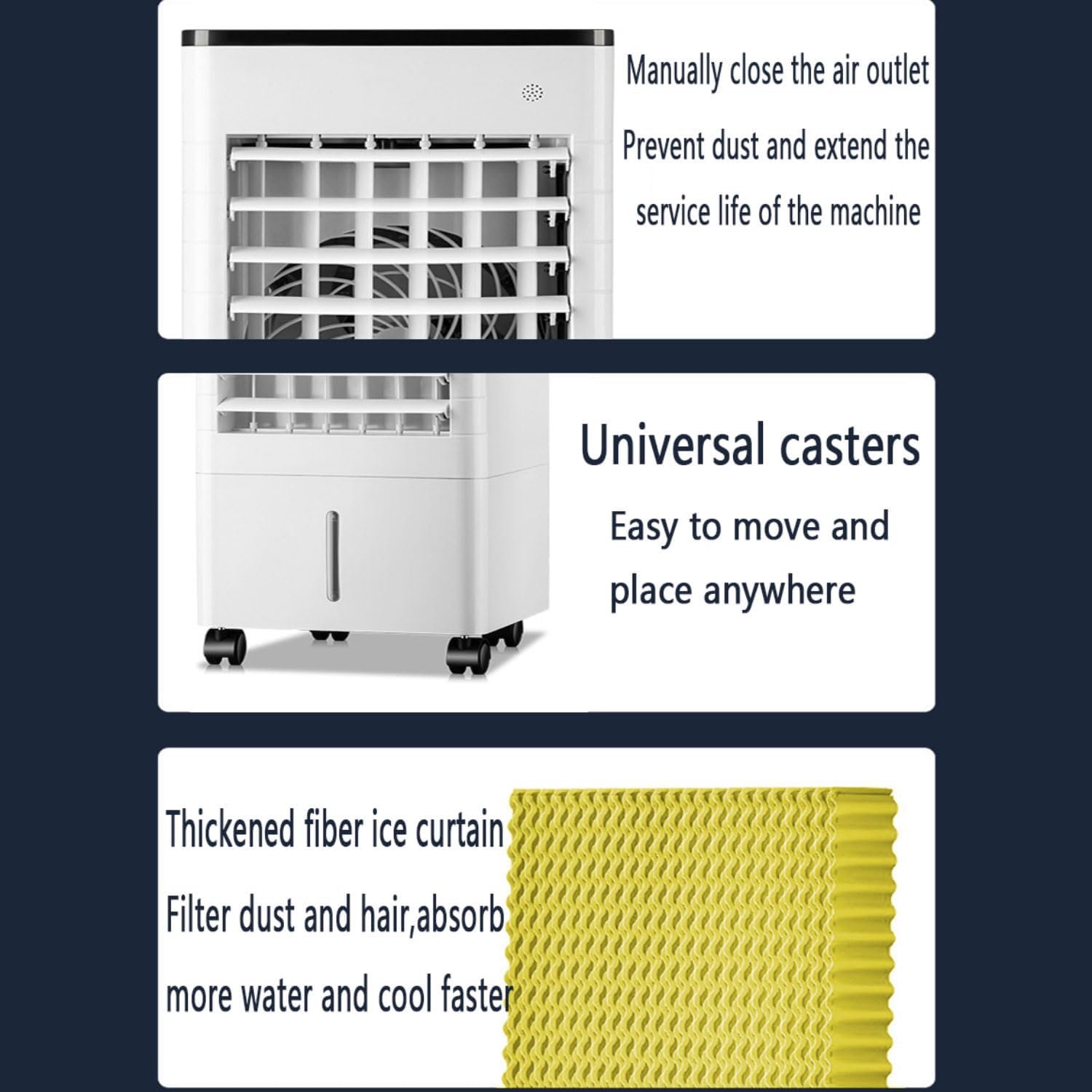 GENERIC Refroidisseur D'air évaporatif Réfrigérant à Air Portable Avec Réservoir 9LWater Et 4 Boîte à Glace 90°Vent De Refroidissement Par Oscillation Avec 3 Vitesses Portable AC Pour Chambre à Coucher Home B