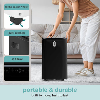  SereneLife Climatiseur Portable, Capacité 12000 BTU (ASHRAE) Unité De Refroidissement Maison Compacte A/C Avec Déshumidificateur Et Modes Ventilateur, Couverture De 380 M², Kit De Montage De Fenêtre