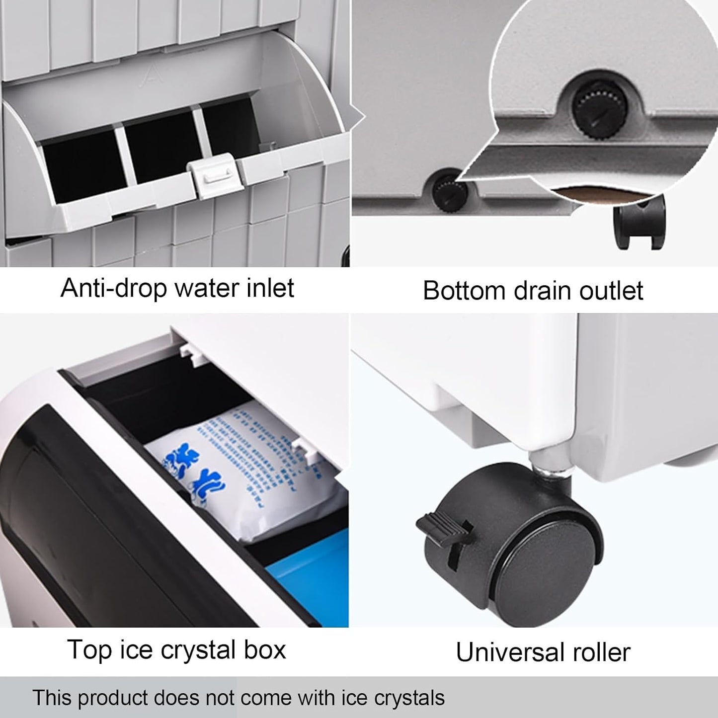 GENERIC Climatiseur Portable Industriel, Refroidisseur D'air Mobile, Réservoir D'eau De 30 L, 4 Roues, Ventilateur De Refroidissement Et Déshumidificateur 3 En 1 Pour La Maison Et Le Bureau, Unité D
