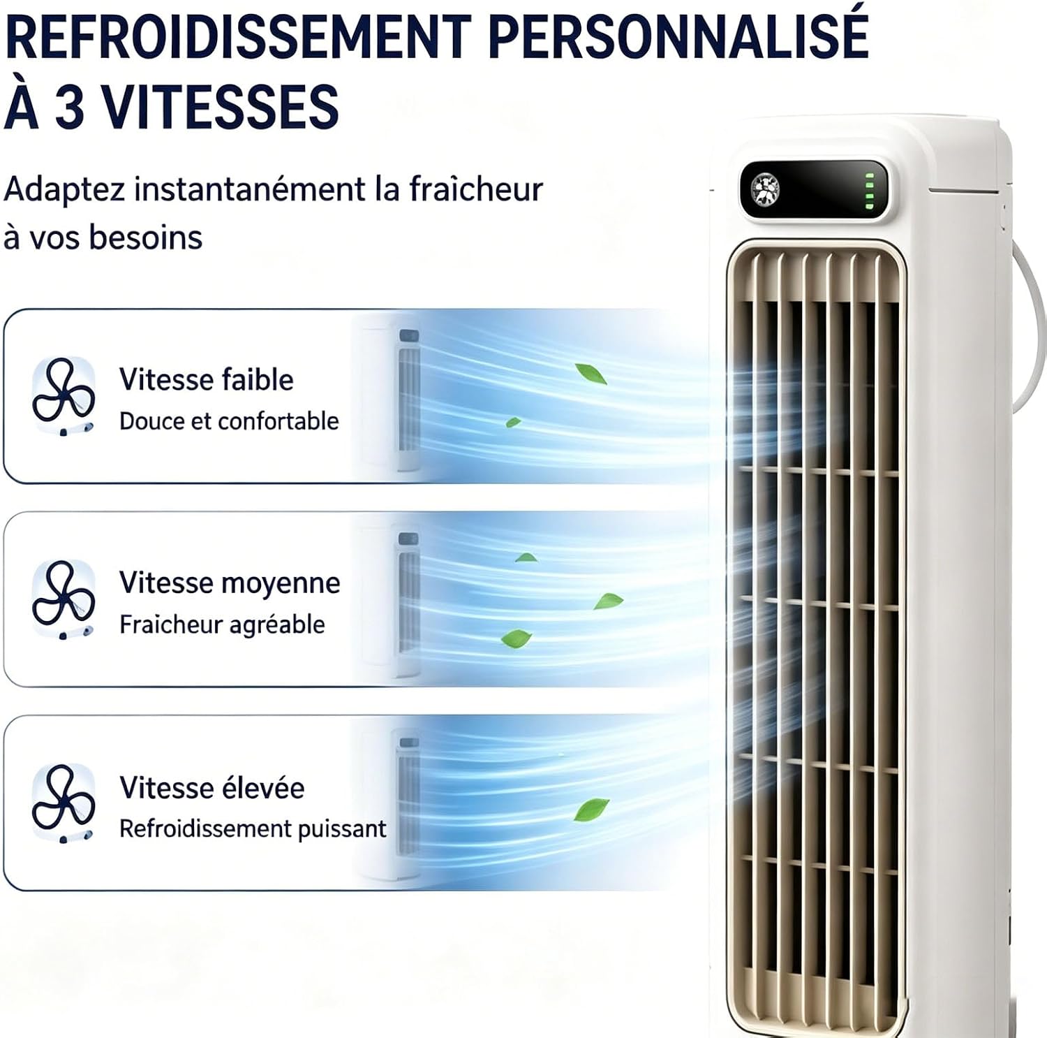  Coldeeze Cooling Ace - Rafraichisseur D’Air Portable, 150 Btus, 3 Vitesses, Silencieux, Longue Autonomie, IdéAl Pour Une Utilisation Dans Une Chambre Ou Un Bureau (Bleu)