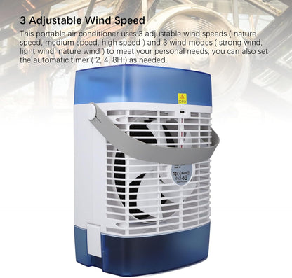  Climatiseur Portable, 3 Vitesses, 3 Modes, Minuterie 2H, 4H, 8H, Veilleuse 7 Couleurs, Avec Conception à Double Réservoir Et Persiennes Réglables, Pour Chambre à Coucher,