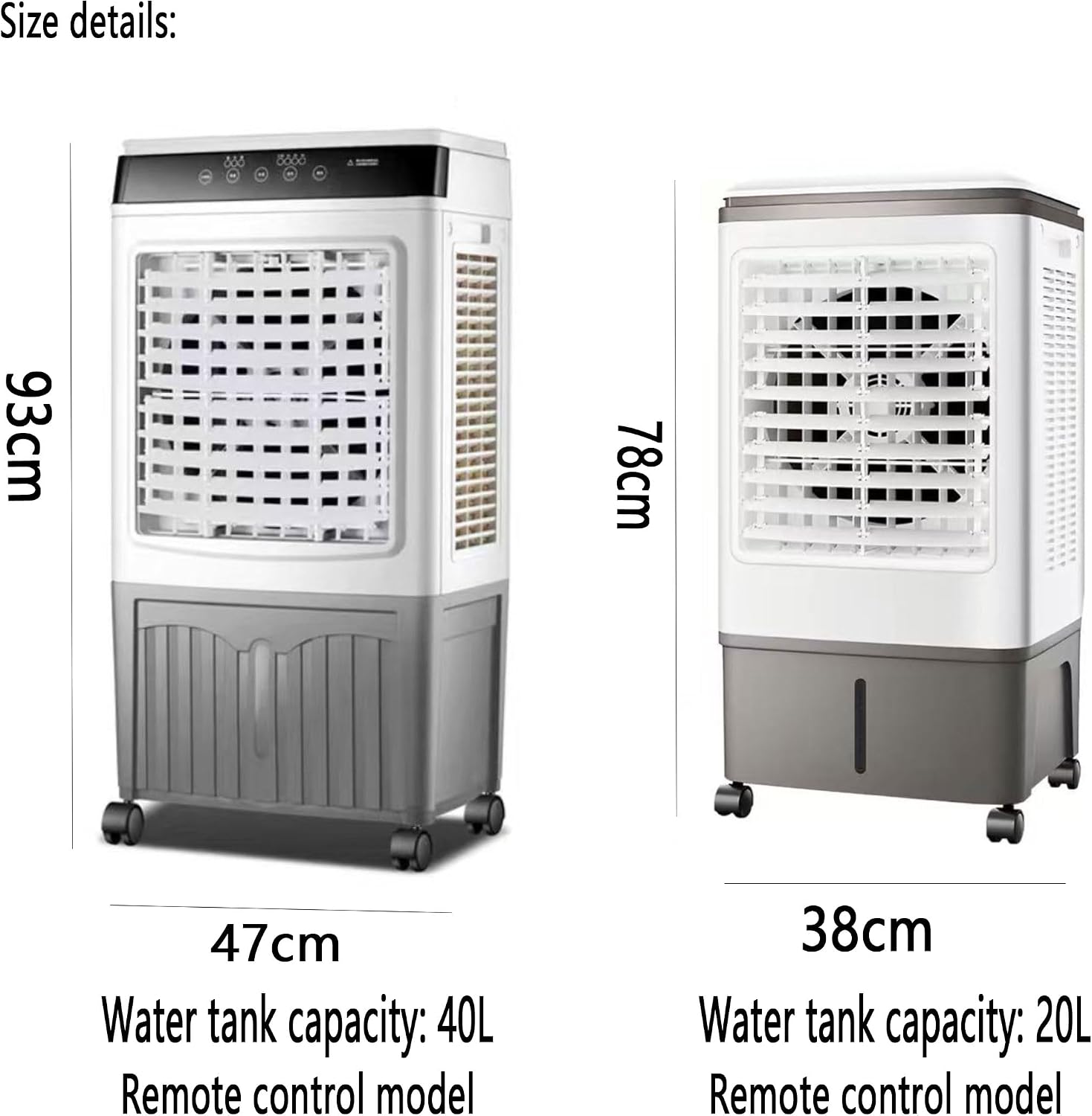 GENERIC Refroidisseur D'air évaporatif Portable 40L Avec Télécommande, 3 Vitesses Et Oscillation Automatique, Unité De Climatisation Mobile à économie D'énergie Pour La Chambre à Coucher De Bureau à Domicile,