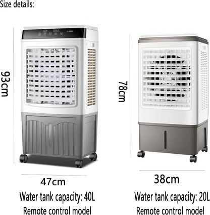 GENERIC Refroidisseur D'air évaporatif Portable 40L Avec Télécommande, 3 Vitesses Et Oscillation Automatique, Unité De Climatisation Mobile à économie D'énergie Pour La Chambre à Coucher De Bureau à Domicile,