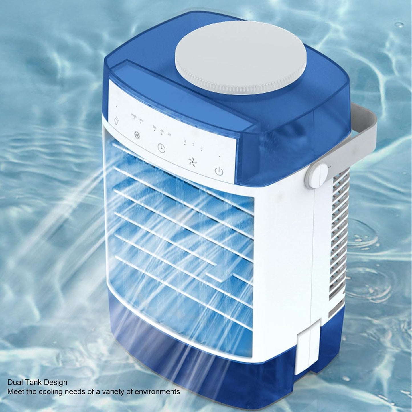  Climatiseur Portable, 3 Vitesses, 3 Modes, Minuterie 2H, 4H, 8H, Veilleuse 7 Couleurs, Avec Conception à Double Réservoir Et Persiennes Réglables, Pour Chambre à Coucher,
