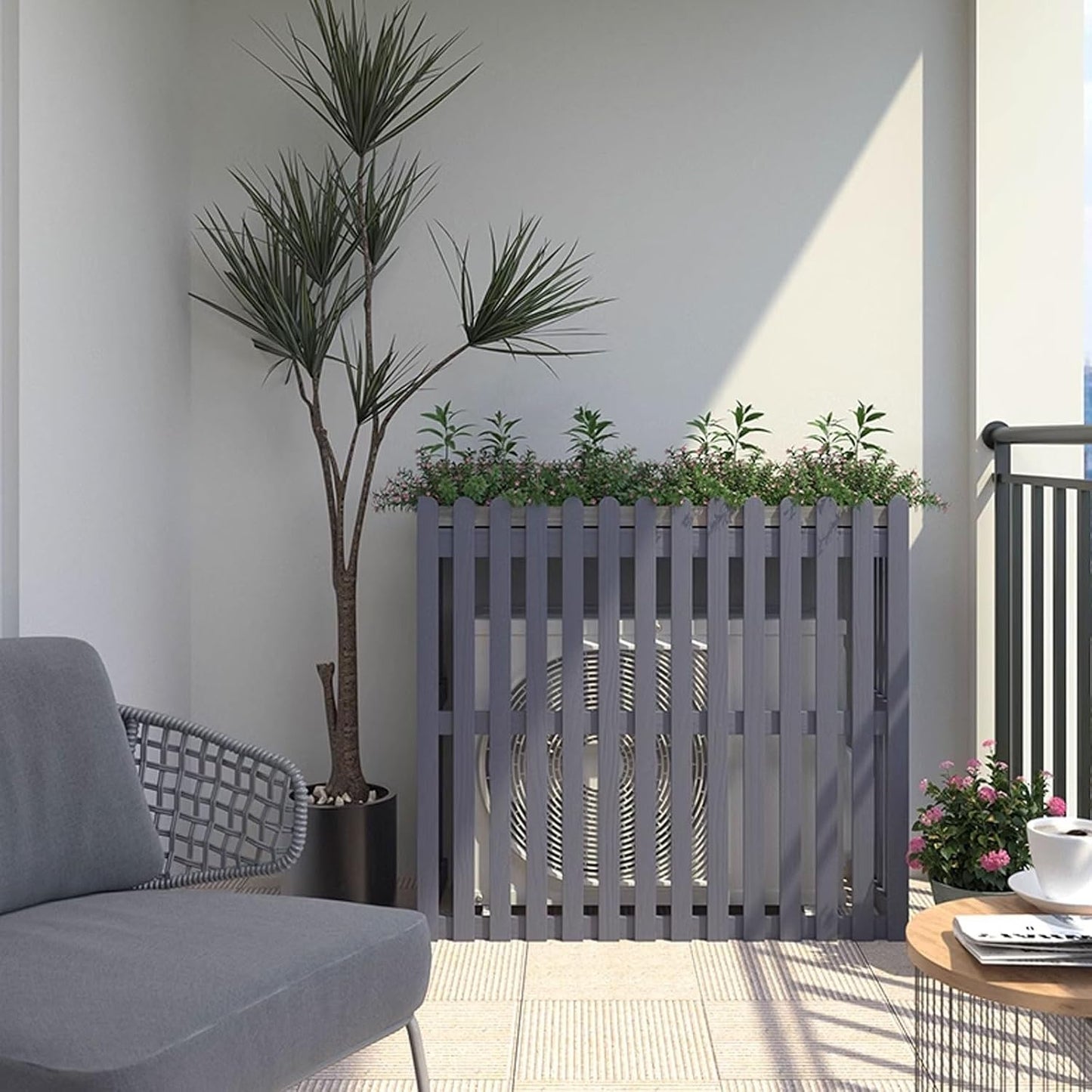  Housse De Protection En Bois Pour Climatiseur Extérieur - Résistante Aux Intempéries - Pour Jardin - Marron - 120 X 60 X 105 Cm