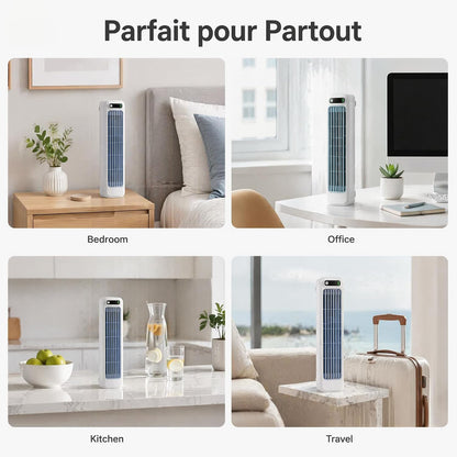 GENERIC Climatiseur Mobile Silencieux Sans Évacuation, Ventilateur Rafraîchisseur D'Air à Évaporation 3 Vitesses Mode Freeze, Sans Pales USB-C Sans Fil Portable Pour Chambre Bureau Maison