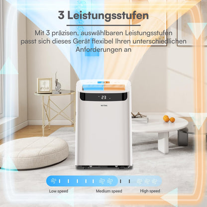  BE COOL Climatiseur Mobile 12000 BTU Avec Chauffage Et Wi-Fi, Silencieux Grâce à L'onduleur, Climatiseur Mobile 4 En 1 Avec Déshumidificateur Et Ventilateur, Pour Pièces Jusqu'à 42 M², Blanc
