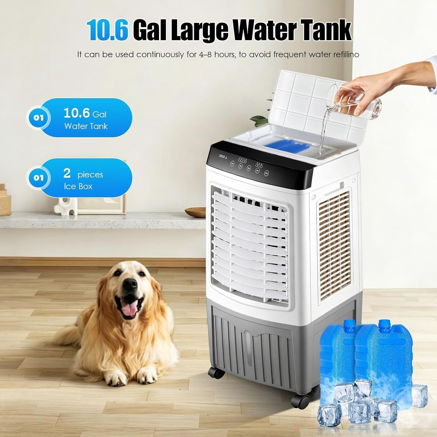  Climatiseur De Marais, Refroidisseur D'air Par évaporation De 4 000 CFM, Réservoir D'eau De 37 Litres, 3 Modes, 3 Vitesses, Télécommande, Minuterie De 7,5 H, Climatisation Portable Sans