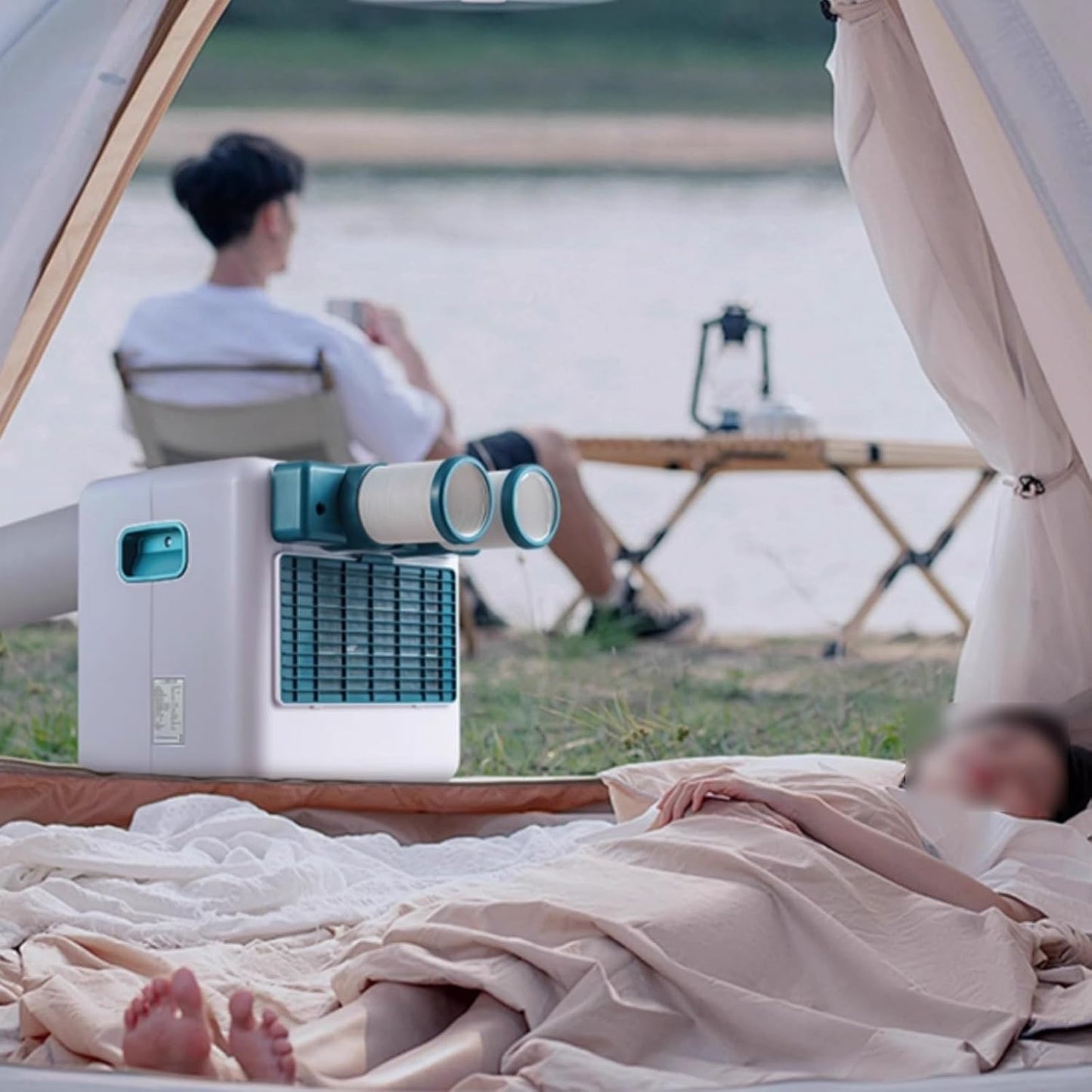 GENERIC Climatiseur De Camping Portable, Petit Refroidisseur D'air Avec Télécommande Et Minuterie, Compresseur De Réfrigération Pour Chambre, Bureau, Extérieur, 220 V