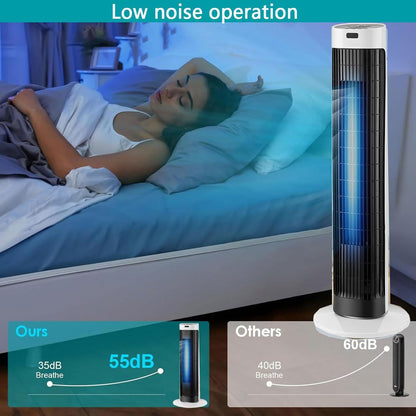 GENERIC Refroidisseur D'air Portable Avec Ventilateur D'évaporation à Distance, 3 En 1, Tour Oscillante à 80°, Déshumidificateur Et Humidificateur, Mode De Sommeil Silencieux, Minuterie Pour Bureau De Chambre