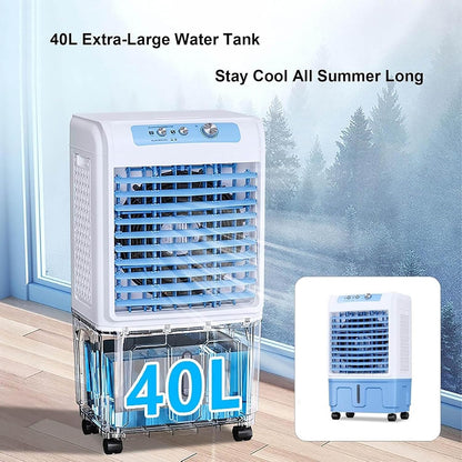 GENERIC Refroidisseur D'air évaporatif Portable, Refroidisseur De Marais Industriel Avec 3 Vitesses De Vent, Flux D'air Longue Portée Pour Usine, Entrepôt, Restaurant, Maison, Design Facile à Déplacer