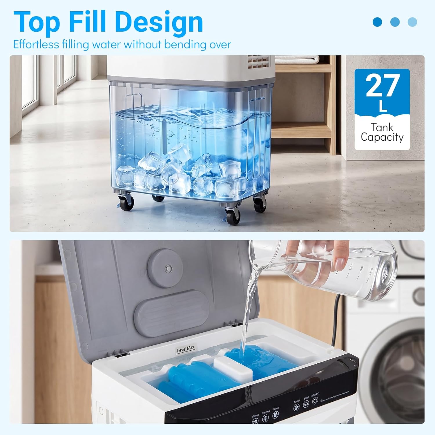 GENERIC Refroidisseur D'air Par évaporation Avec Télécommande, Ventilateur à 3 Vitesses, Humidificateur, Affichage LED, Minuterie 12 H, 4 Blocs De Glace, AC Portable Pour Chambre à Coucher Et Maison