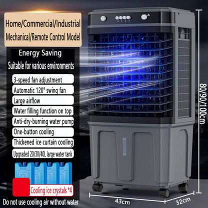  Refroidisseur Évaporatif Climatiseur Mobile Silencieux 20/30/40 Litres Purificateur D'air Avec Panneau Évaporatif Refroidissement Ventilation Affichage Tactile Ventilateur Refroidisseur D'air