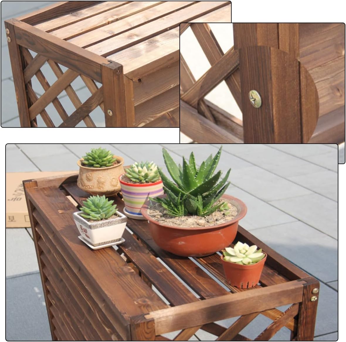  Housse En Bois Pour Climatiseur - Volets Décoratifs Et Grilles De Protection - Clôture Extérieure Pour Climatisation Et Support De Fleurs - Élégant Support AC (taille : 105 X 47 X 80 Cm)