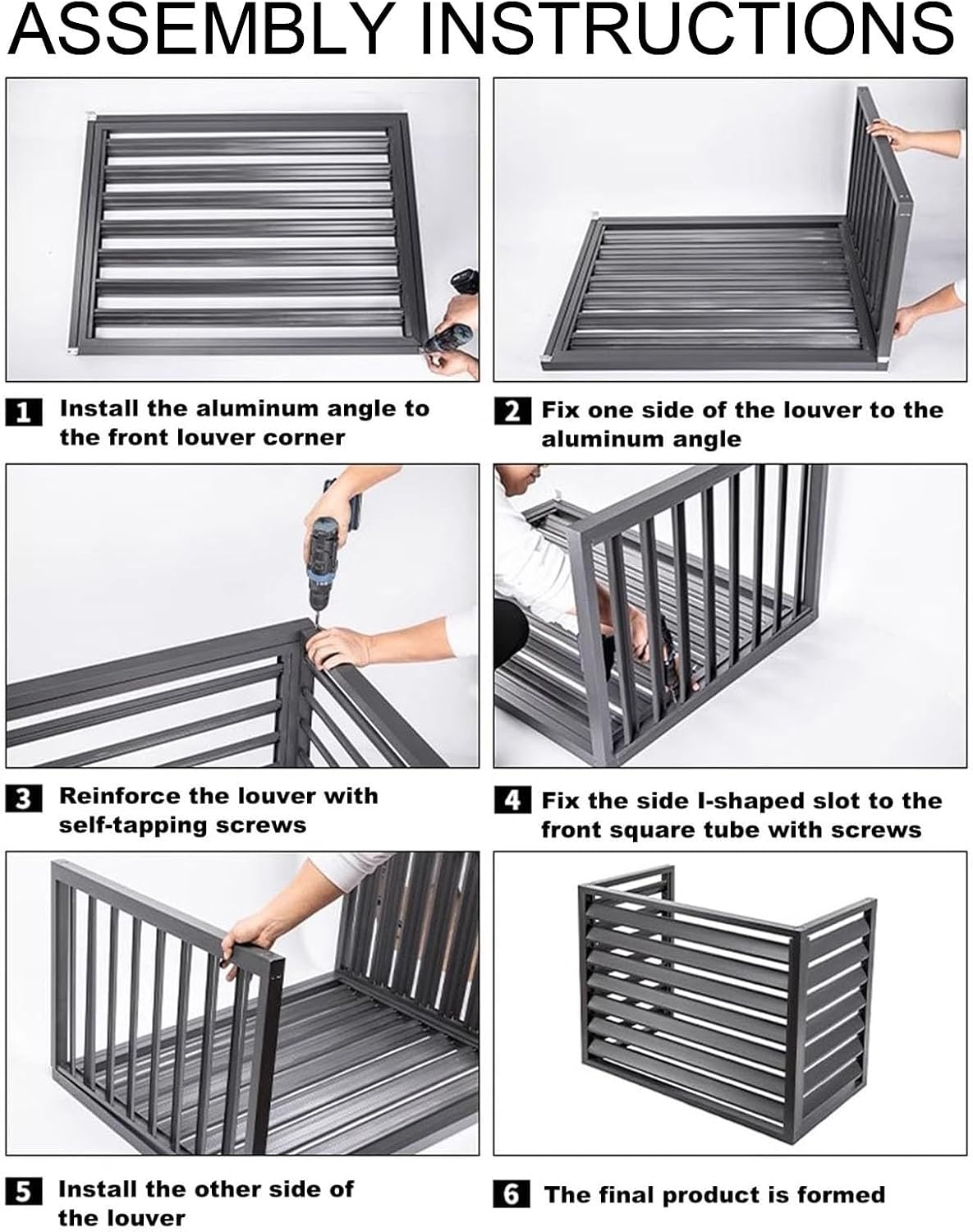 GENERIC Clôture D'intimité Pour Climatiseur Extérieur - Couverture En Aluminium Pour Climatiseurs - Gris - 110 Cm - Écran Extérieur Pour Dissimuler Les Climatiseurs Et Améliorer L'esthétique De La Cour