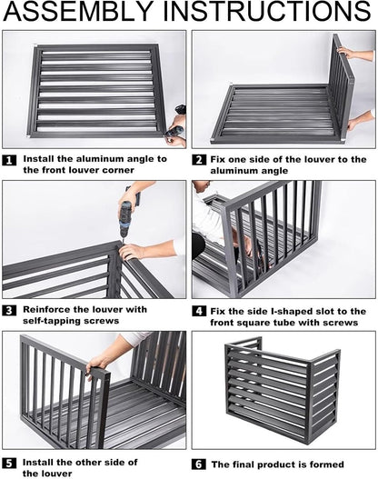 GENERIC Clôture D'intimité Pour Climatiseur Extérieur - Couverture En Aluminium Pour Climatiseurs - Gris - 110 Cm - Écran Extérieur Pour Dissimuler Les Climatiseurs Et Améliorer L'esthétique De La Cour