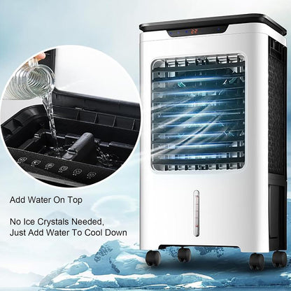 GENERIC Refroidisseur évaporatif Portable, Refroidisseur De Marais Sans Tuyau, Ventilateur De Conditionnement Sans Feuilles Avec Humidification Pour La Maison, Le Bureau