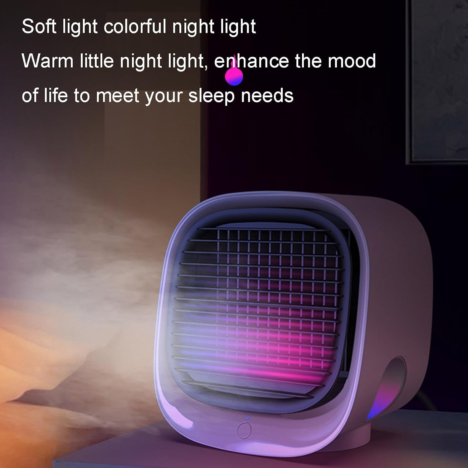  Mini Climatiseur Portable Blanc - Climatiseur Mobile Silencieux Sans Évacuation | 4 En 1 Rafraichisseur D'air & Petit Humidificateur Avec 3 Vitesses, Veilleuse & Rechargeable USB (2PC)