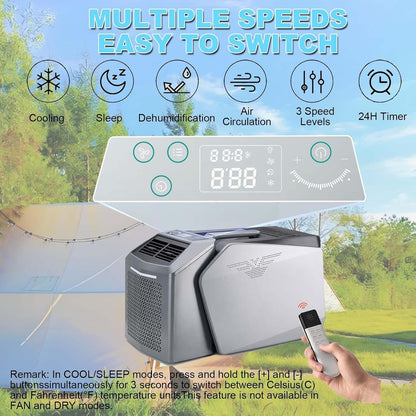  Climatiseur De Camping Sous Tente | Climatiseur Portable, 6 000 Btu, Contrôle Intelligent, Conception Split, Fonction Sans Vidange, Adapté Au Camping En Tente, Au Camping-Car Ou À La Maison