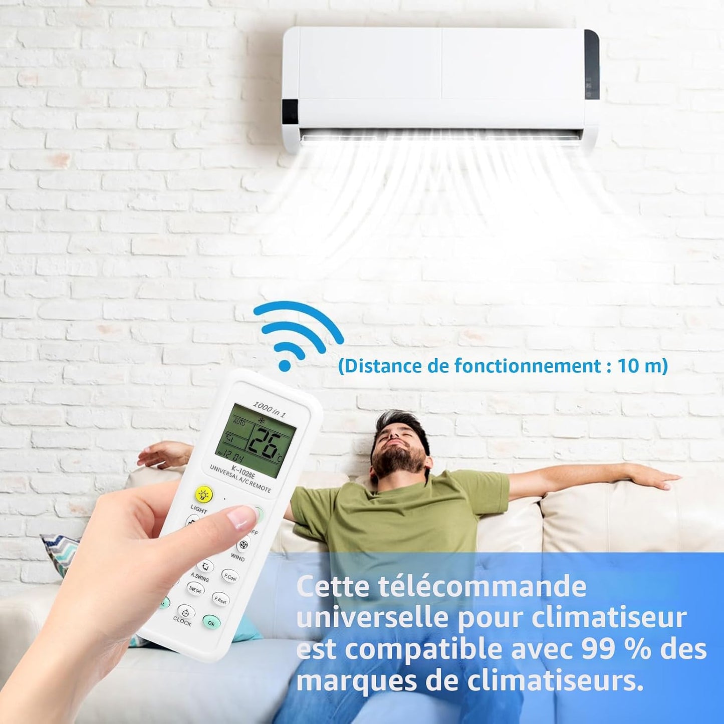 Telecommande Universelle Clim Pour LG, Gree, Midea, Toshiba, Haier, Daikin, Hitachi, Sharp, Samsung, Sanyo, Hisense Et Plus De 1000 Marques, Télécommande Climatiseur Universelle