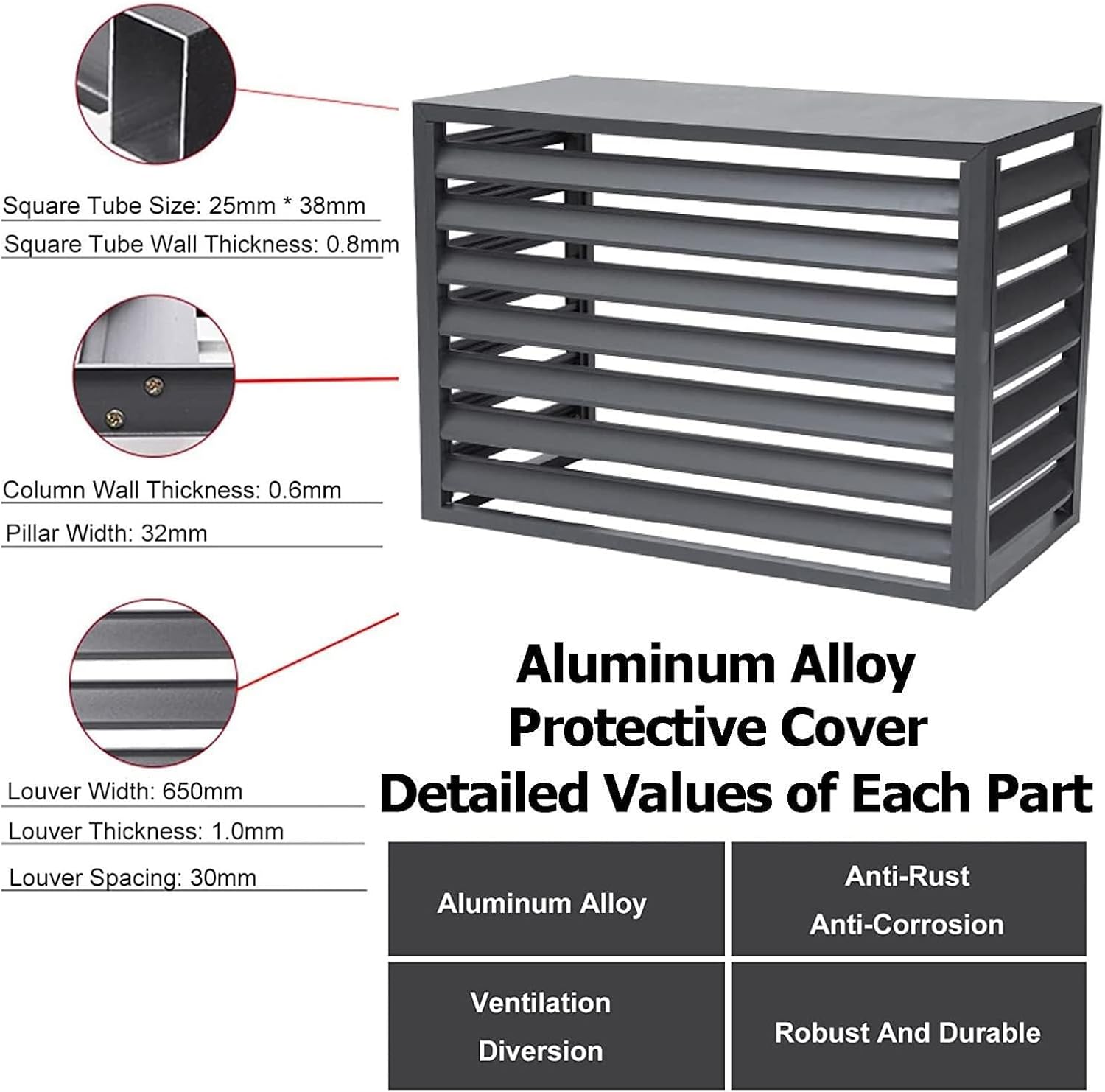  Housse De Climatiseur Extérieur, Protection De Pompe à Chaleur, Protection D'écran En Aluminium Pour Clôture De Jardin, Résistant Aux Intempéries Et (couleur : Blanc)