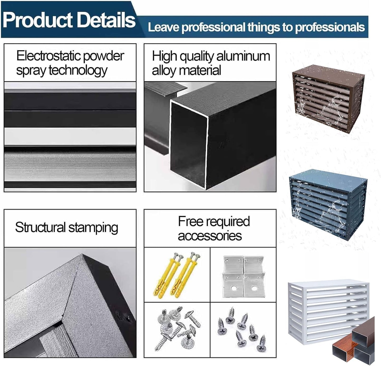  Housse De Protection Pour Climatiseur Extérieur – Protection En Aluminium Résistante Aux Intempéries Pour Pompes à Chaleur 1,5P/2 ~ 3P/5P – Clôture De Confidentialité AC Pour Protéger Contre Les