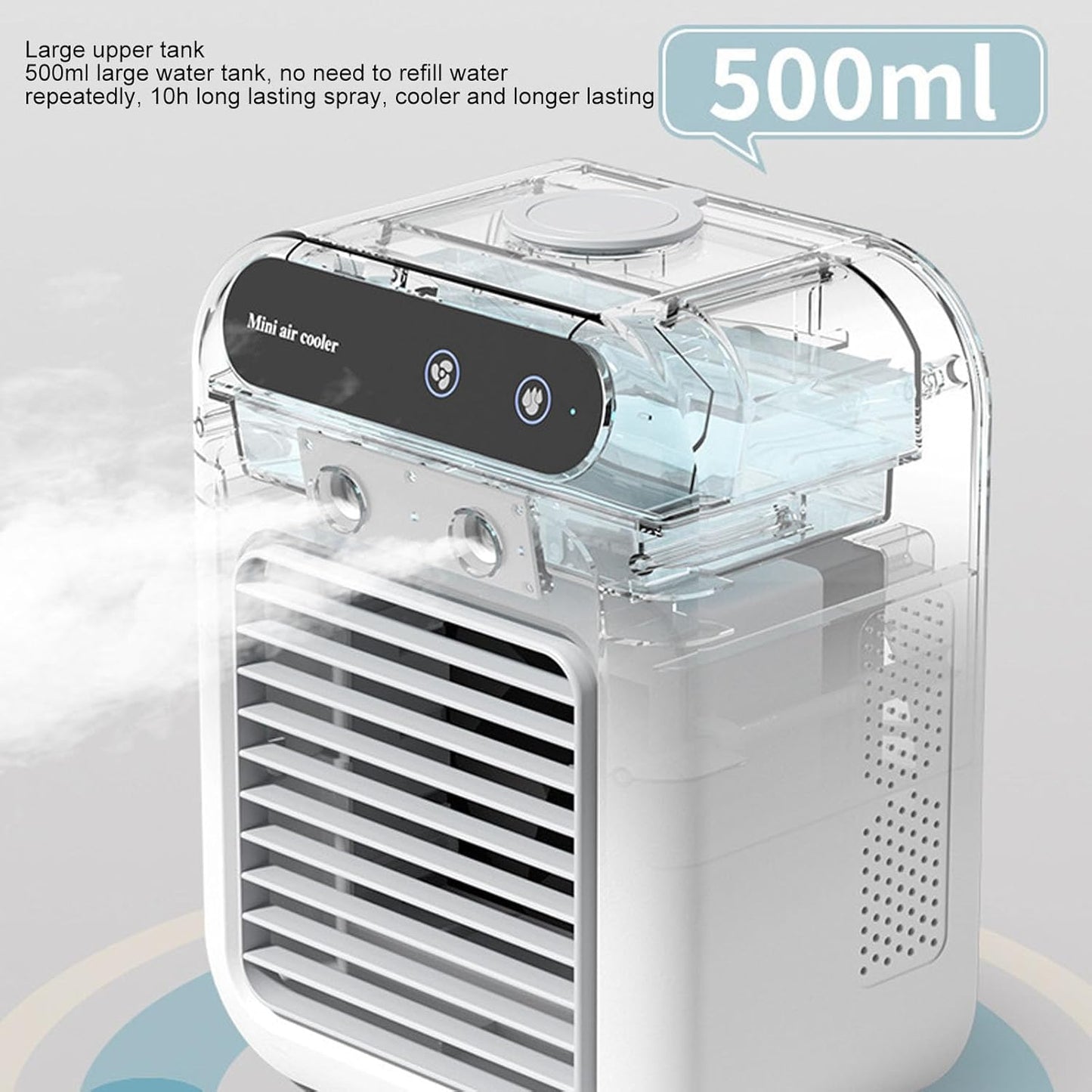  Mini Climatiseur, Climatiseur Portable Léger Et à Refroidissement Efficace, Réservoir D'eau Pulvérisée, Refroidisseur Mobile De 500 Ml Pour La Maison, Le Bureau Et Les Voyages
