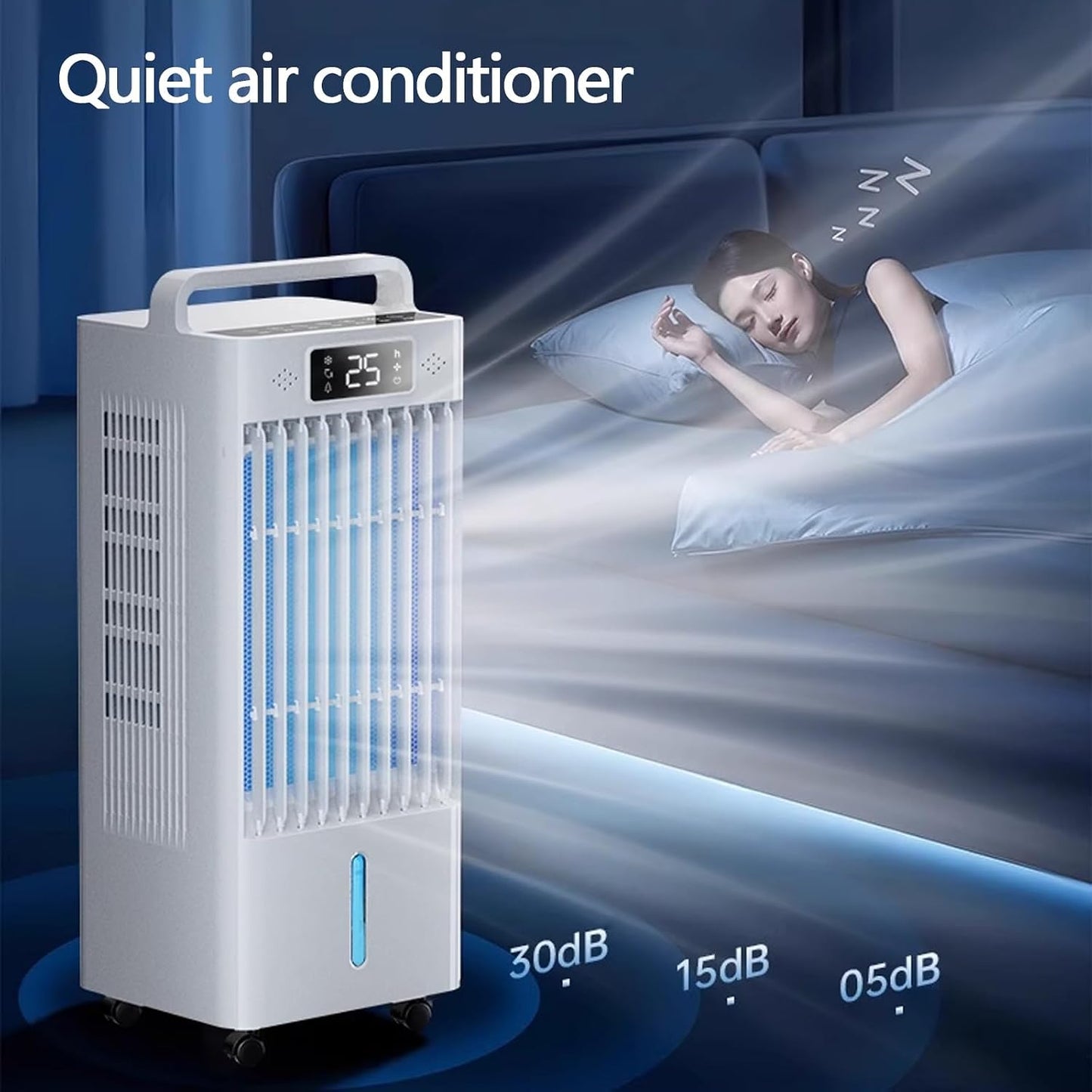 GENERIC Refroidisseur D'air Portable Avec Roues, Réservoir 10L Et Télécommande, Ventilateur De Merle Silencieux Pour Les Petites Pièces, Garage, Patio.Unité De Refroidissement Par évaporation Efficace En éner