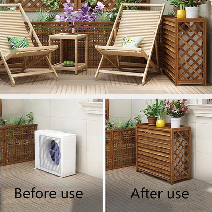 GENERIC Housse De Protection En Bois Pour Climatiseur Extérieur - Anti-corrosion - Grille Décorative Pour Pompe à Chaleur Et Support De Fleurs - 100 X 92 Cm