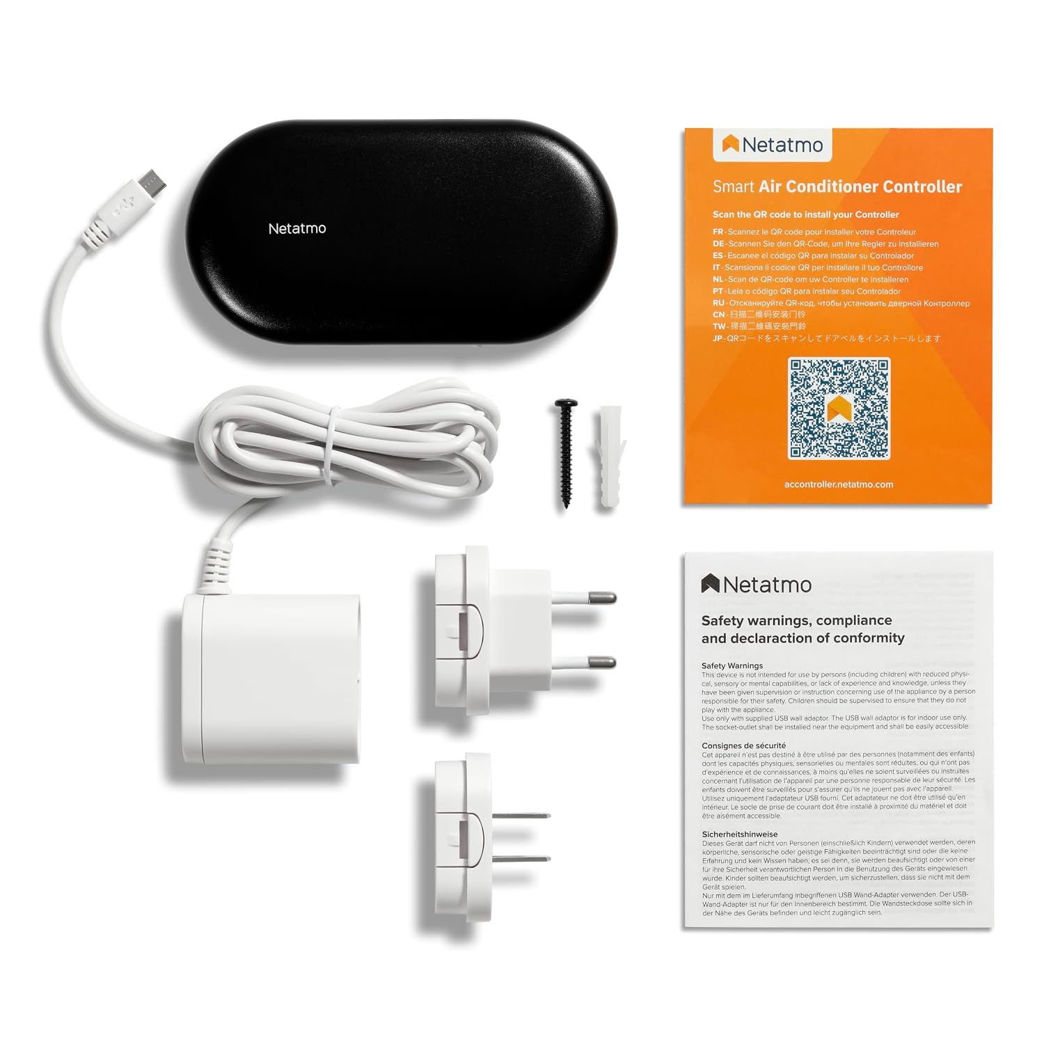  Netatmo Commande Intelligente De Climatiseur, Climatisation Connectée, Canicule, Compatible Tous Les Clims Et Pompe à Chaleur, WI-FI, Economie D'énergie, Alexa, Google Assistant, Siri, NAC-FR