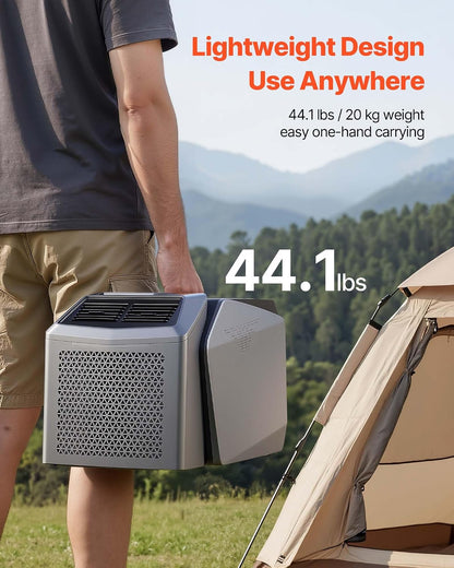  VEVOR Climatiseur Portable Pour Camping 4850 BTU, Climatiseur Mobile Split à Double Tuyau Pour Tente Et Camping-car, Avec Télécommande, Température Réglable 16-32 ℃, Débit D'Air 200 M³/h, Gris Foncé