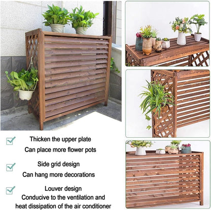 GENERIC Housse De Climatiseur En Bois étanche Pour Climatiseurs Extérieurs, Bac De Rangement Caché, Protection élégante Pour Systèmes CVC, Décoration De Jardin Essentielle
