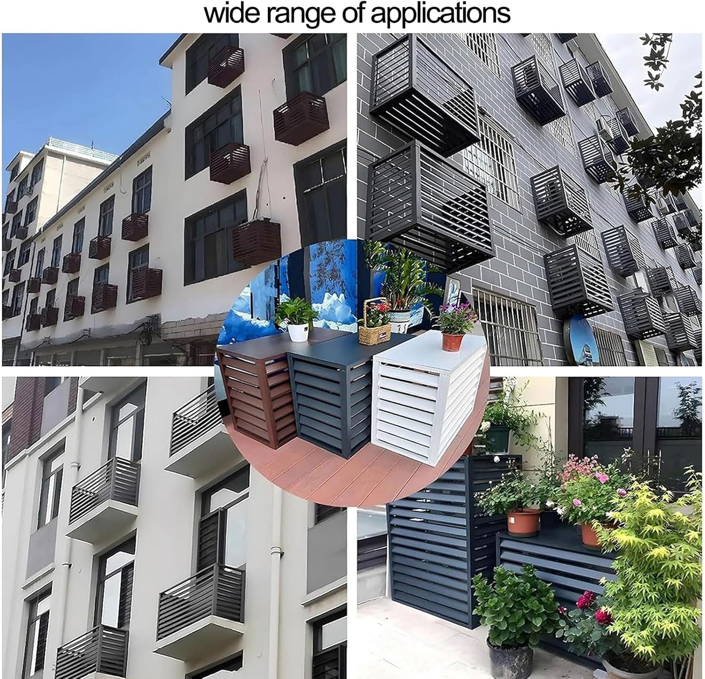 GENERIC Couvercle De Pompe à Chaleur AC En Alliage D'aluminium Et Volets De Support De Fleurs – Réduction Du Bruit – Accessoires Résistants Aux Intempéries Pour Climatiseur 2-3P Améliorant La Façade De La