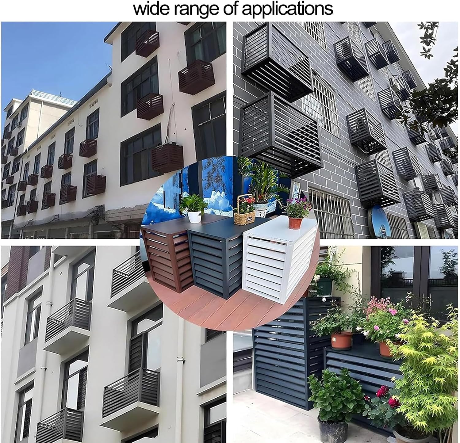 GENERIC Couvercle De Pompe à Chaleur AC En Alliage D'aluminium Et Volets De Support De Fleurs – Réduction Du Bruit – Accessoires Résistants Aux Intempéries Pour Climatiseur 2-3P Améliorant La Façade De La