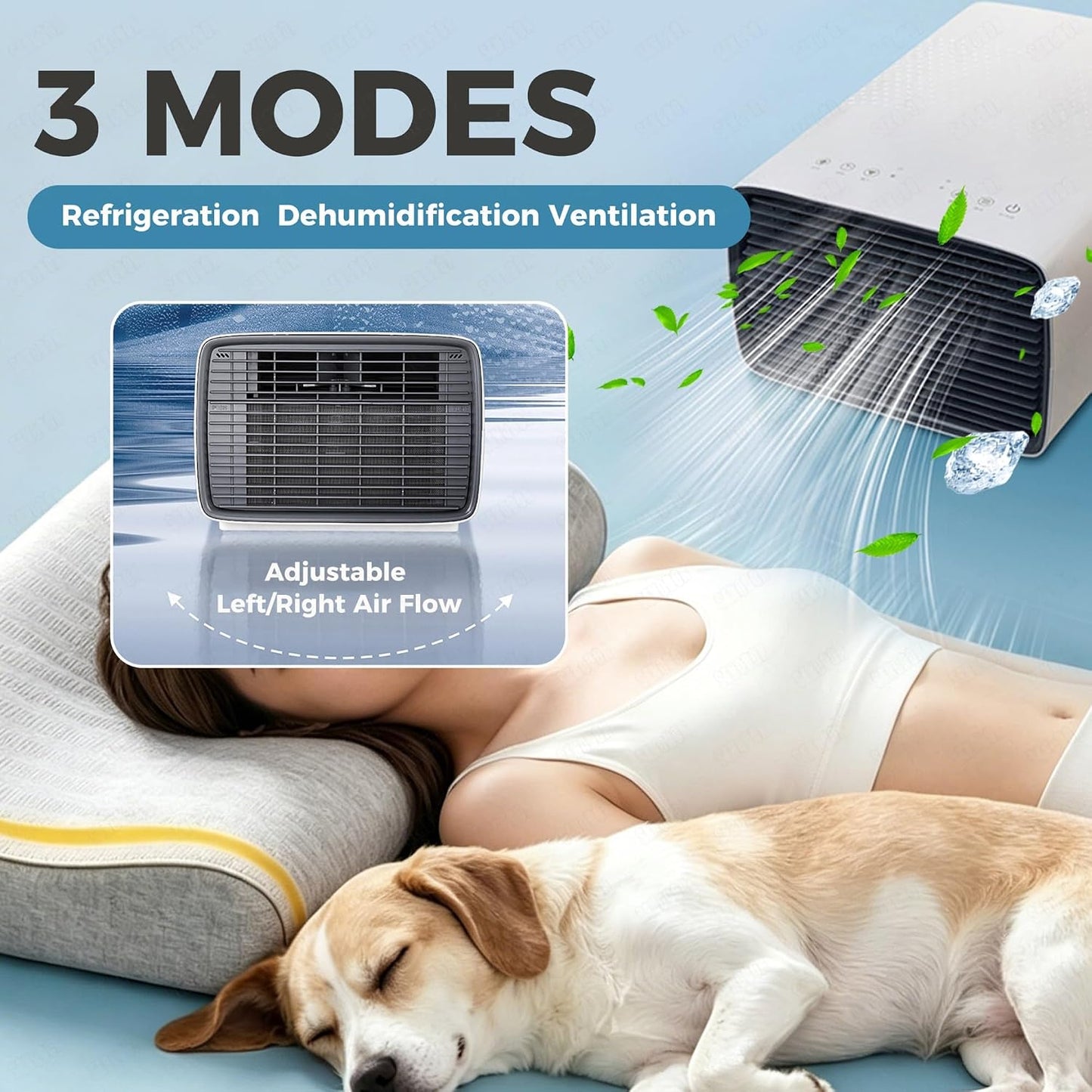  Mini Climatiseur Portable Pour Van, Camping-Car Et Caravane, Refroidissement Rapide 2700 BTU, Petit Climatiseur De Voyage Léger Et Prêt à L'Emploi, Basse Consommation 280W