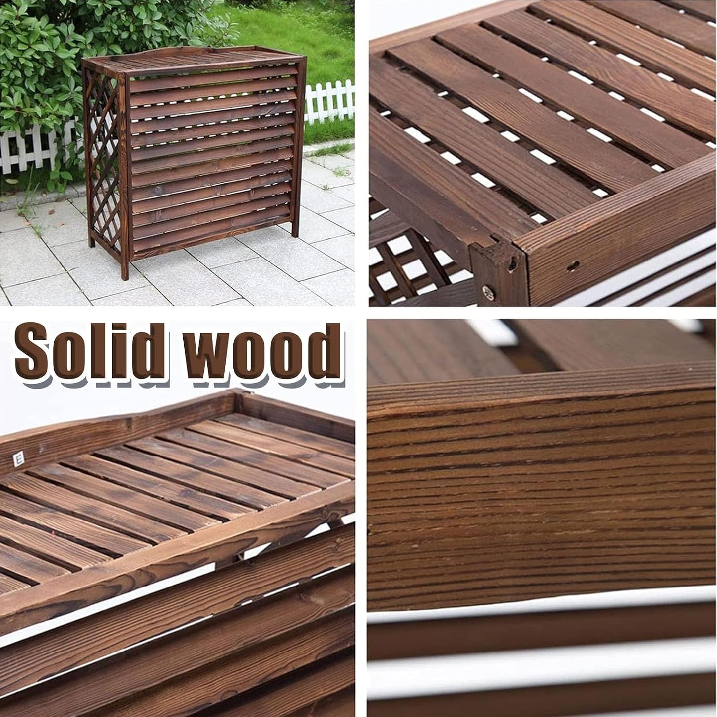  Housse De Protection Pour Climatiseur Extérieur En Bois Rustique, Installation Facile Pour Unité Extérieure, 105 X 47 X 80 Cm, Protection Pour Unité Climatique, Résistante Aux Intempéries, Décoration
